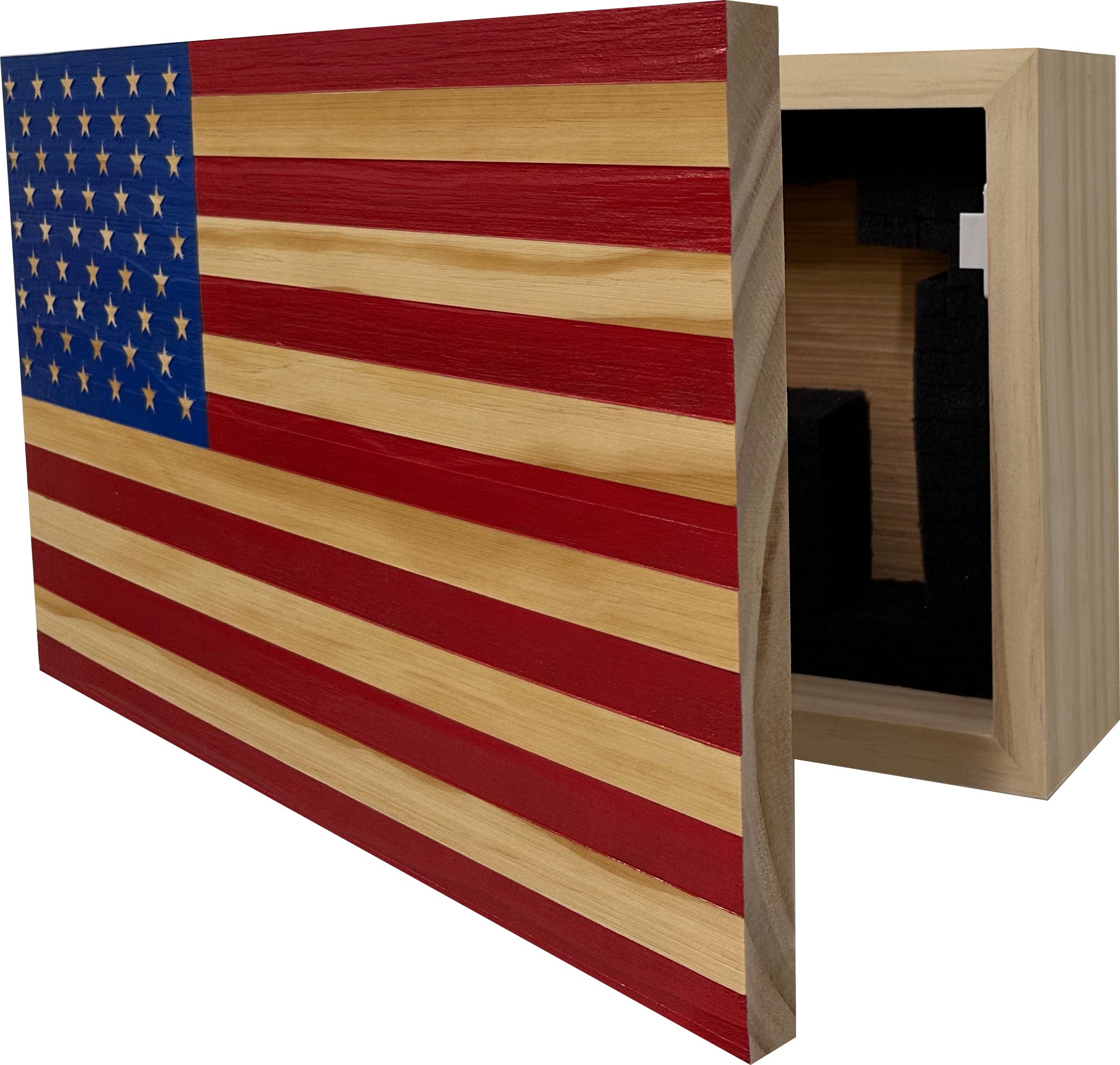 American Flag Decorative & Secure Wall-Mounted Gun Cabinet (Black & Wh –  Bellewood Designs